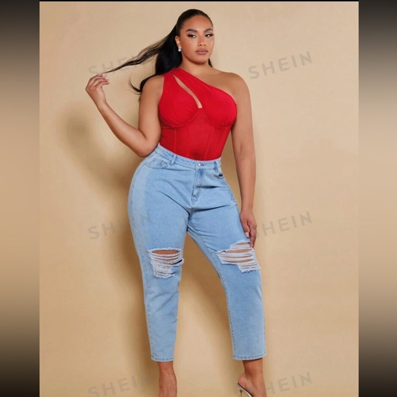 FWP SHEIN one shoulder plus size bodysuit - Picture 3 of 4